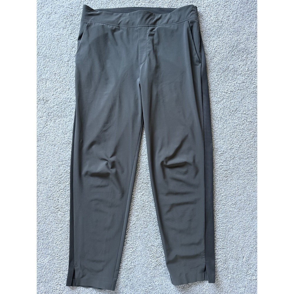 Athleta Brooklyn Ankle Pant‎ Olive Ribbed Side Stripe Size 12 Womens